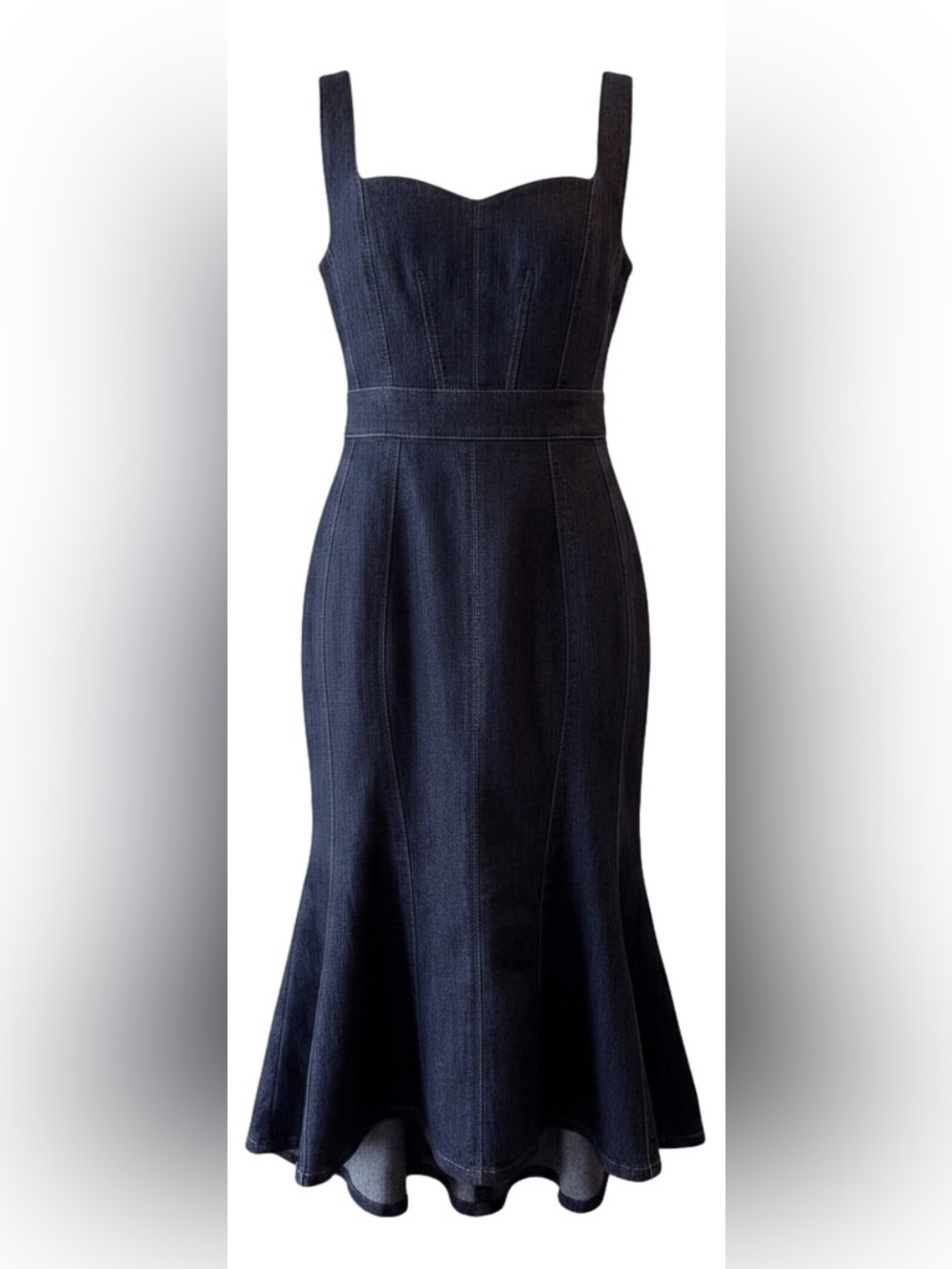 🌊 Dark Denim Mermaid Dress – Vintage-Inspired Perfection! 🌊